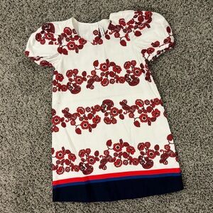 Janie and Jack red white and blue floral short sleeve shift dress, size 6